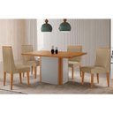 Ver imagem 1 de Conjunto: Mesa Sala Jantar Pietá Tampo Curvo 120cm+4 Cadeiras Dakota Madeira Naturale/off White -