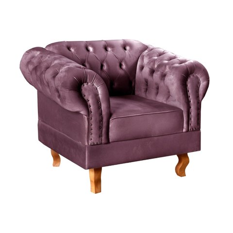 Poltrona Chesterfield Duque Dom Pedro Capitonê - Veludo Roxo