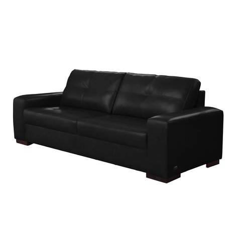 Sofá Decorativo Sala de Estar City 3 Lugares 200cm Couro Preto - Mozzelar