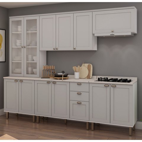 Cozinha Completa 5PÇS 12PTS 4 Gav Iluminata Branco/Fendi