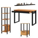 Ver imagem 2 de Mesa Escritório com Estante Mesa de Apoio e Prateleira Industrial 1 Gaveta MDF Preto Fosco