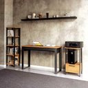 Ver imagem 1 de Mesa Escritório com Estante Mesa de Apoio e Prateleira Industrial 1 Gaveta MDF Preto Fosco