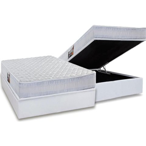 Cama Box Baú Casal: Colchão Ortopédico Herval Ag65 Frontier + Base Crc Linhão White (138x188)