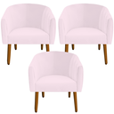 Ver imagem 1 de kit 03 Poltrona Julia Decoração Salão Cadeira Escritório Recepção Estar Amamentação Suede Rosa Bebê