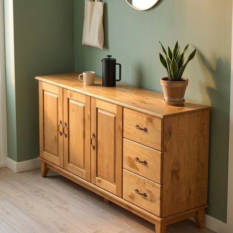 Buffet Aparador com 3 Portas e 3 Gavetas de Madeira Maciça 156x82,1x41cm