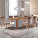 Ver imagem 1 de Mesa de Jantar Isadora 180cm Tampo Mdf Laminado com 6 Cadeiras Andes