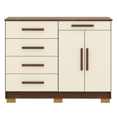 Cômoda Grande Sapateira Quarto 5 Gavetas 2 Portas Sirios Imbuia/champanhe