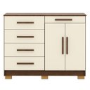 Ver imagem 1 de Cômoda Grande Sapateira Quarto 5 Gavetas 2 Portas Sirios Imbuia/champanhe