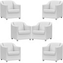 Ver imagem 1 de Kit 6 Poltronas Decorativa para Sala Recepção Manicure Cadeira Mila Material Sintético Pés Cromado