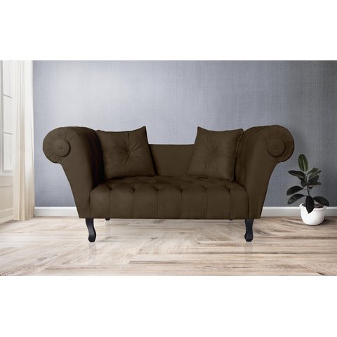 Namoradeira Recamier Sofá Decorativo 02 Lugares Dubai Corano Marrom - Lm Decor