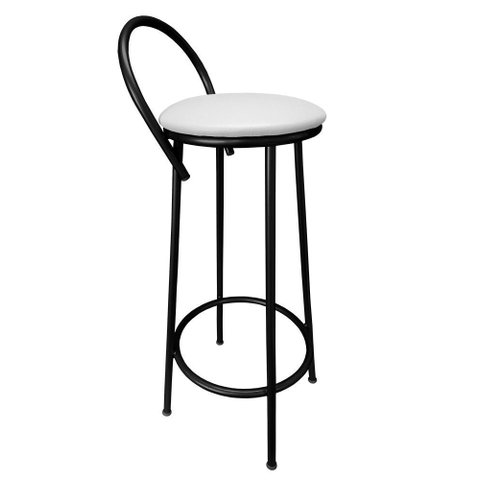 Banqueta Alta de Metal Altura 75cm Modelo Drink Estofada Branco