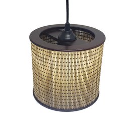 Kit 3 Lustre Pendente Moderno Luminária Rustica Bambu Frisos - 3