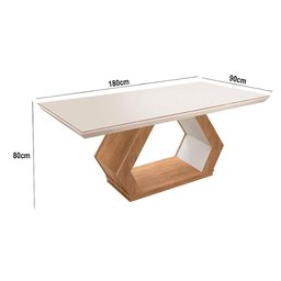 Mesa Alvorada 180 Tp MDF Vidro canto Reto 6 Cadeiras Rufato - 3