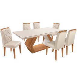 Mesa Alvorada 180 Tp MDF Vidro canto Reto 6 Cadeiras Rufato - 5
