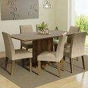 Ver imagem 1 de Conjunto Sala de Jantar Mesa Tampo de Madeira 6 Cadeiras Rustic/crema/imperial Renata Madesa