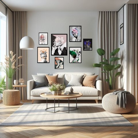 Kit 7 Quadros Decorativos Mulheres Surrealismo:madeira Preta