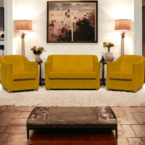 Kit Namoradeira + 4 Poltronas Decorativas para Sala Mila Suede Cores Pé de Plastico Cromado