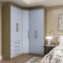 Ver imagem 1 de Guarda Roupas Modulado de Canto Diagonal 3 Peças com 5 Portas e 4 Gavetas Paris Luciane Móveis