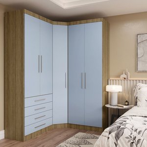 Guarda Roupas Modulado de Canto Diagonal 3 Peças com 5 Portas e 4 Gavetas Paris Luciane Móveis