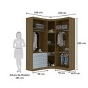 Ver imagem 4 de Guarda Roupas Modulado de Canto Diagonal 3 Peças com 5 Portas e 4 Gavetas Paris Luciane Móveis