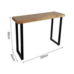 Aparador Estilo Industrial 220cm em Madeira Maciça Base Ferro Preto - 3