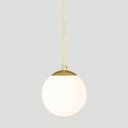 Ver imagem 3 de Pendente Ouro C/ Globo de Vidro Branco de 14cm + Led 2w