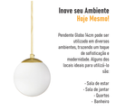 Ver imagem 6 de Pendente Ouro C/ Globo de Vidro Branco de 14cm + Led 2w