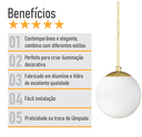 Ver imagem 5 de Pendente Ouro C/ Globo de Vidro Branco de 14cm + Led 2w