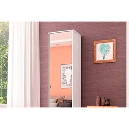 Armário Sapateira Quarto Reflex c/ 1 Porta c/ Espelho Branco - Demóbile - 4