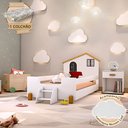 Ver imagem 1 de Cama Juvenil Belissima Preta com Luminária Led e Colchão, para Quarto Infantil - Branco/amêndoa