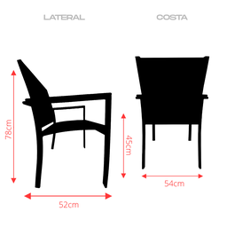 Jogo Conjunto de Mesa 90cm Ripada Jardim 4 Cadeiras Alumínio - 6