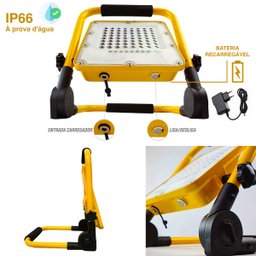 Refletor Holofote Led C/ Bateria Recarregável Portátil 500w Branco Frio - 2