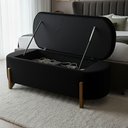 Ver imagem 1 de Banco Baú Organizador Estofado Orgânico Milão Peseira 1,40 Bouclê Preto - Montanari's Decor