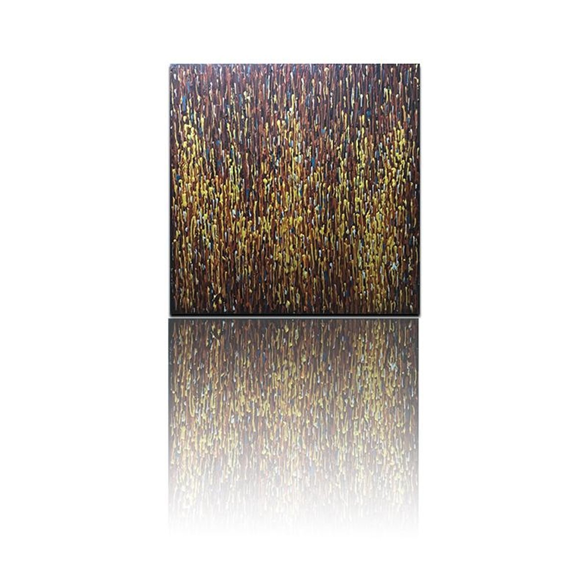 Quadro Pintura Tela amarela marrom extra água gotas 5535: 110cm (A) x 110cm (L) - 3