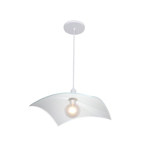 Lustre Pendente Vitro Quadrado 28cm Linhas Branco - 1238 Med Br