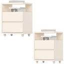 Ver imagem 1 de Kit 2 Mesas de Cabeceira 2 Gavetas 48 Cm Campeche Off White Henn