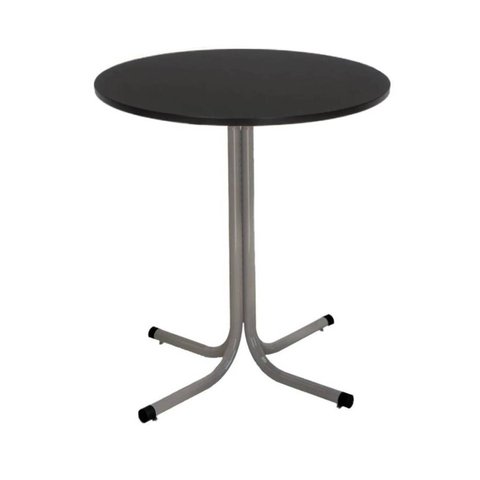 Mesa de Jantar Redonda 80cm Cinza Tampo Madeira Preto