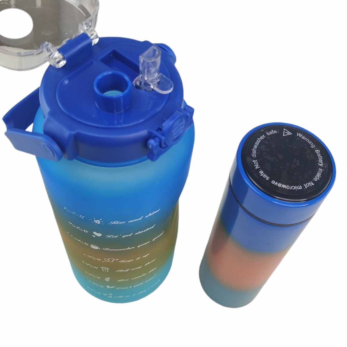 Garrafa Motivacional Squeeze Termica Visor Led Kit 2 Uni Mede Temperatura Agua Cha Bebida Trabalho E - 9