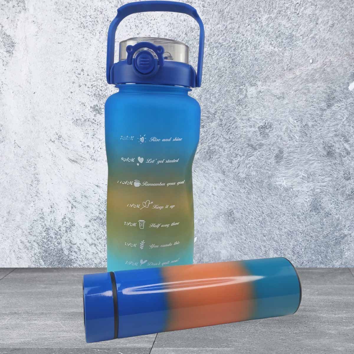 Garrafa Motivacional Squeeze Termica Visor Led Kit 2 Uni Mede Temperatura Agua Cha Bebida Trabalho E - 8