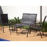 Conjunto 2 Cadeiras, Namoradeira e Mesa - Área externa, Jardim, Piscina Fibra Sintética - Preto - 2
