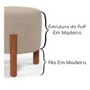 Ver imagem 3 de Puff Redondo Apolo de Luxo Todo em Linho Pés Madeira Maciça Estofado Confortável