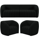Ver imagem 1 de Kit Sofá 5 Lugares para Sala 332cm com 02 Poltronas Lazio M03 Veludo Preto - Lyam Decor