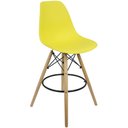 Ver imagem 2 de Kit 5 Banquetas Charles Eames Eiffel Wood Design Base Fixa Madeira - Amarela