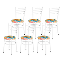 Ver imagem 1 de 6 Cadeiras Epoxi Branca para Cozinha Assento Estampado:happy Hour