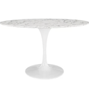 Ver imagem 2 de Mesa de Jantar Tulipa Saarinen Redonda 150 Cm Mármore Carrara Base Branca Linn Design Mesa de Jantar