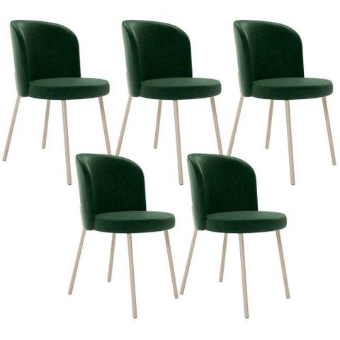 Kit 5 Cadeiras Sala de Jantar Estofada Gavi Arena L02 Couríssimo Verde Musgo - Lyam Decor
