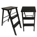 Ver imagem 1 de Mini Escada Multifuncional Banqueta Alumínio Tampo de Plastico Dobrável Preta