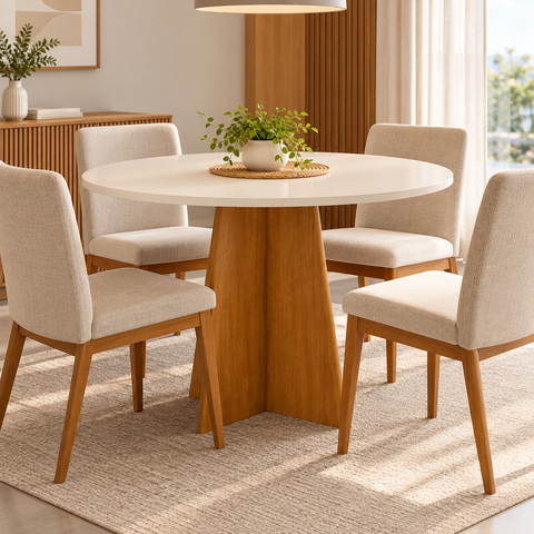 Mesa Redonda 90x90 Mel/off White Slin Viero