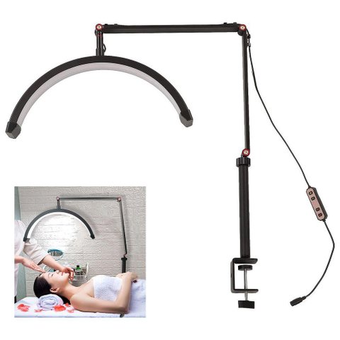Luminaria Spa Estetica Arco Meia Lua 3 Tons Led Suporte Celular Mesa Salao de Beleza Limpeza de Pele