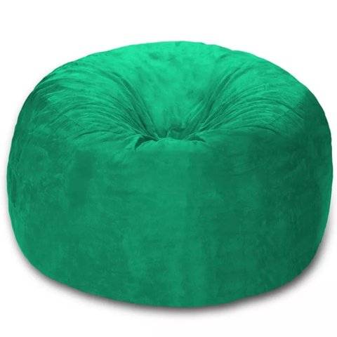 Puff Redondo 80x20 em Suede Verde com Enchimento